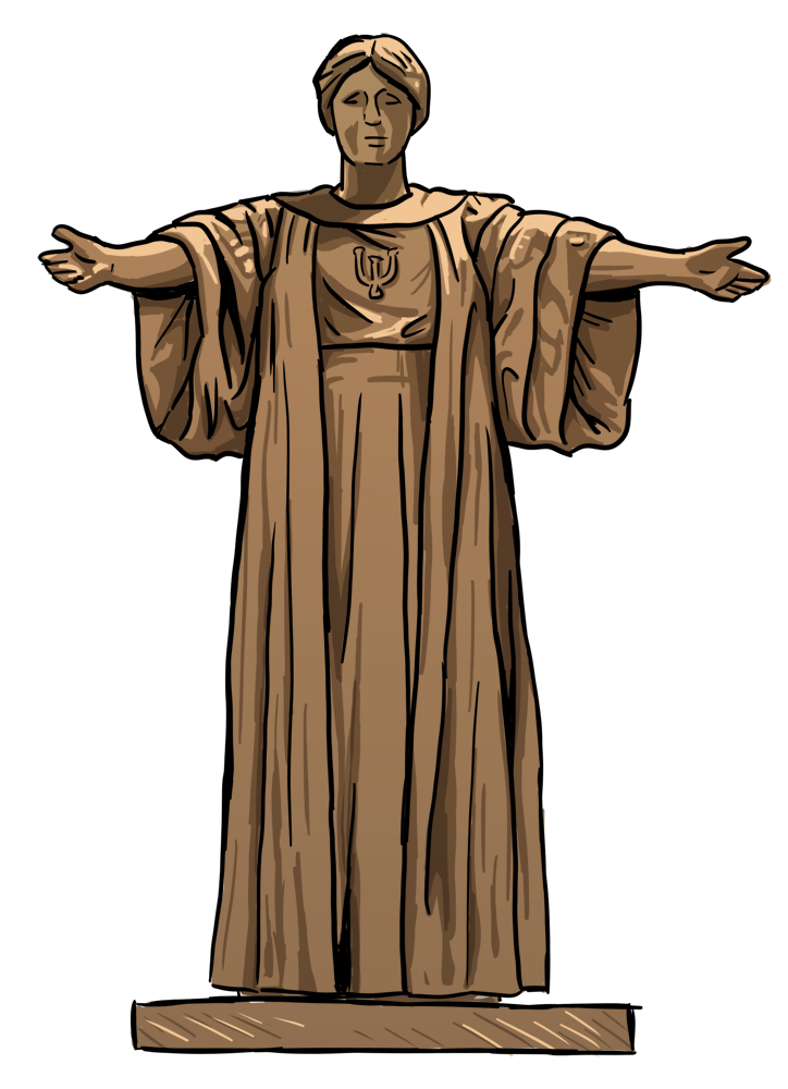 drawing of the U of I Alma Mater statue