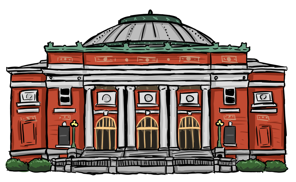 drawing of Foellinger Auditorium